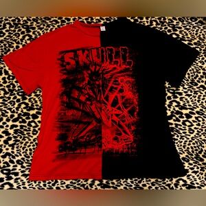 Two Tone Oversized Punk Style Shirt Sleeve Shirt Size Small Y2K From Romwe